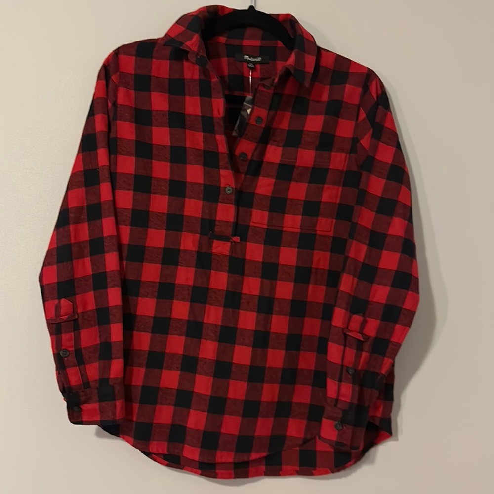 Madewell Women’s Red & Black Checked Long Sleeve Flannel XS